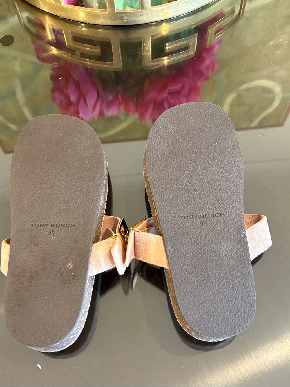 Tory Burch Mellow T-Strap Sandal Size 9.5 Suede Malva / Avola Pink Color - Picture 12 of 14